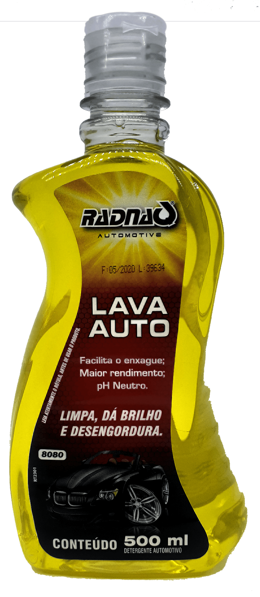 LAVA AUTO SHAMPOO PARA LAVAGEM DE VEICULOS LIMPA DA BRILHO E DESENGORDURA FACILITA O ENXAGUE MAIOR RENDIMENTO PH NEUTRO 500ML MARCA RADINAQ 8080 MAX018