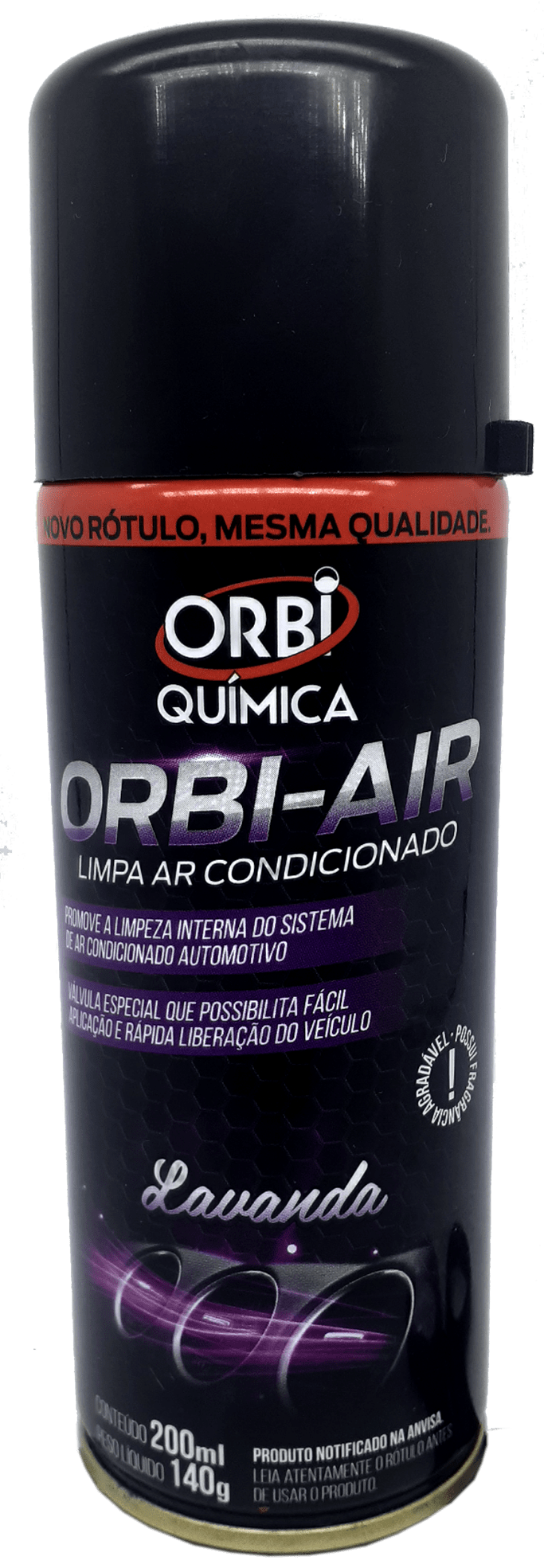 LIMPA AR CONDICIONADO SPRAY LAVANDA ORBIAIR  200ML 140G PROMOVE A LIMPEZA INTERNA DO SISTEMA DE AR CONDICIONADO AUTOMOTIVO MARCA ORBI 5978 ORBI4855