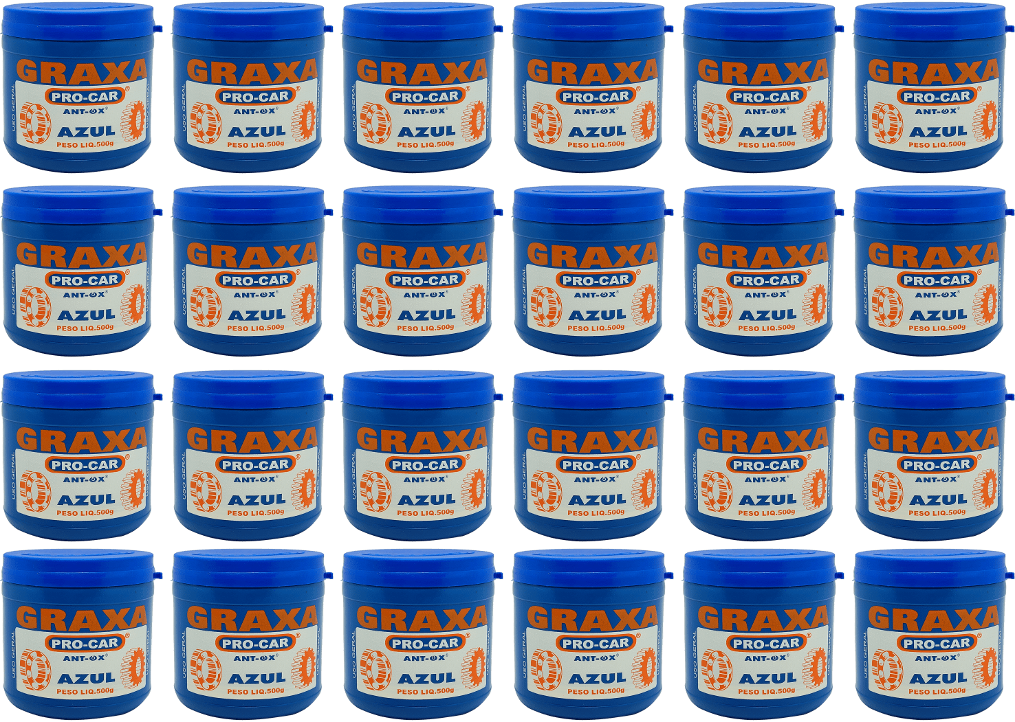 GRAXA AZUL  ANT OX  P ROLAMENTOS MANCAIS CUBO DE RODAS USO GERAL MULTIUSO DE SUPERIOR QUALIDADE  FORMULADA C OLEOS E ADITIVOS ESPECIAIS QUE PROTEGEM AS PEÇAS CONTRA ATRITOS DESGASTES OXIDAÇAO  500G CAIXA C 24 UNIDADES GRAXA3050.