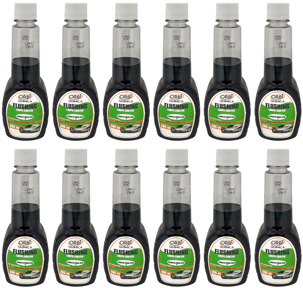 LIMPA CARTER E MOTOR FLUSHING PRONTO  USO  VERDADEIRA FAXINA EFICAZ NA REMOÇAO DE GOMAS VERNIZES   BORRAS DAS PARTES INTERNAS DO MOTOR DEVE SER USADO ANTES DE FAZER A TROCA DE OLEO 500ML CAIXA C 12 UNIDADES  MARCA ORBI1624.