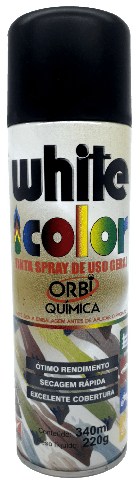 tinta preto fosco on Tinta Spray Uso Geral Preto Fosco White Color Otimo Rendimento Secagem Rapida Excelente Cobertura Agite Bem A Embalagem Antes De Aplicar O Produto 340ml 220g Marca Orbi 6690 Qmc7057 Dpecascar