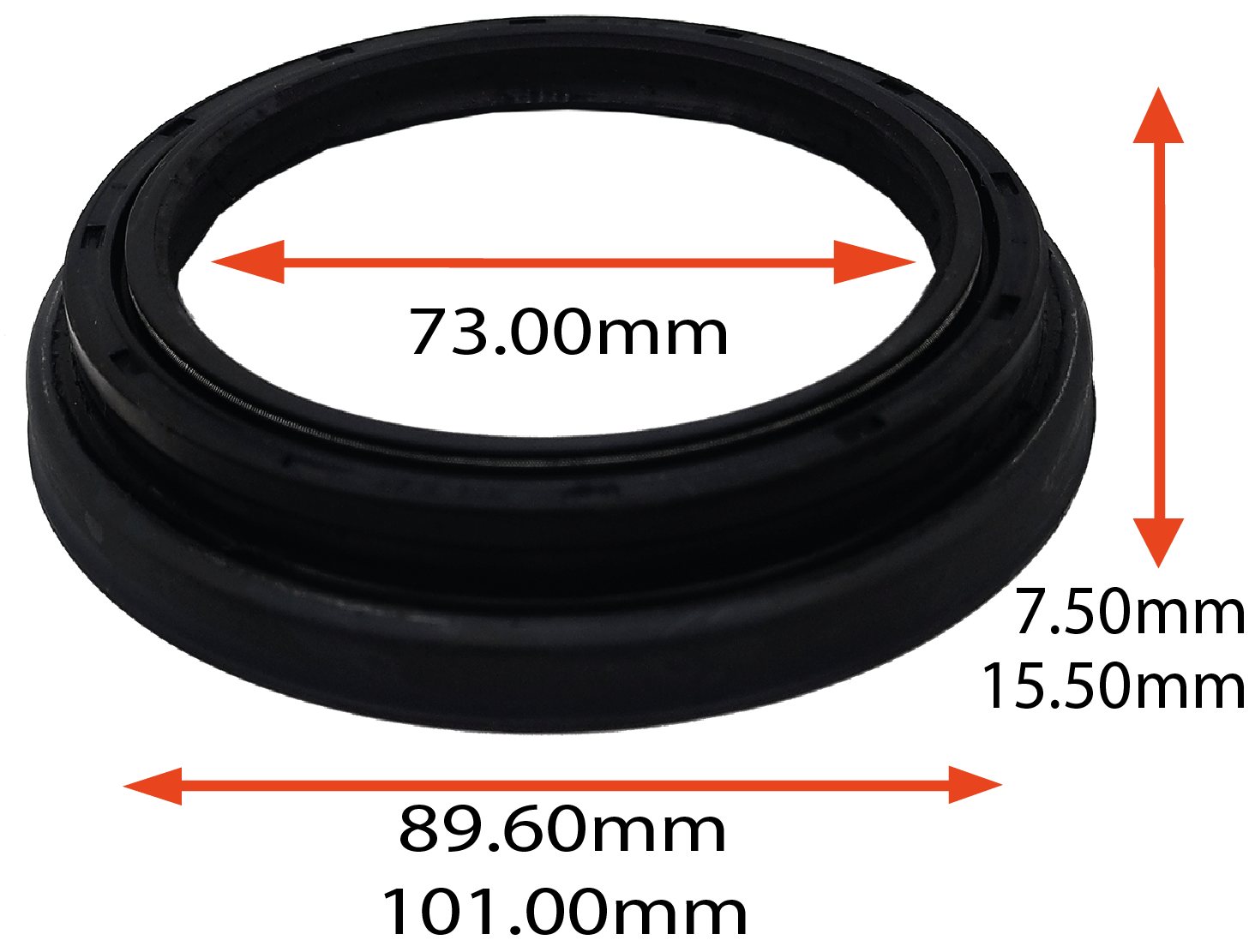 RETENTOR DO CUBO DA RODA DIANTEIRA INTERNO DA MANGA DE EIXO DA TOYOTA HILUX 3.0 SW4 05/... 73.00X89.60/101.00X7.50/15.50  TIPO BAOE ORIG 90316T0002 MARCA ARCA 6958 AR