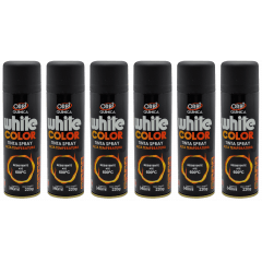 TINTA SPRAY ALTA TEMPERATURA PRETO FOSCO WHITE COLOR RESISTENTE ATE 600°C OTIMO RENDIMENTO SECAGEM RAPIDA EXCELENTE COBERTURA  AGITE EMBALAGEM ANTES DE APLICAR  PRODUTO 340ML 220G CAIXA C 06 UNIDADES MARCA ORBI 9870 QMC8114.