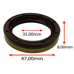 RETENTOR DA TRANSMISSAO DO EIXO PILOTO DA MERCEDES BENS SPRINTER 310 312 412 MB235.1 MB235.5 E ACCELO 715 715C CAIXAS G28 G32 G33 35.00X47.00X8.00 TIPO BRAGF EM VITON 0239970547 0259971247 MARCA ARCA 7033 AR