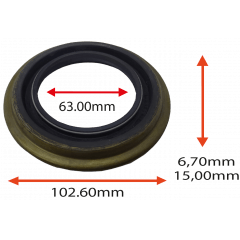 RETENTOR DO PINHAO ALBARUS DA FORD F1000 F2000 F4000 CARGO 814 815 FIAT FNM IVECO MICRO ONIBUS CITY CLASS VW 7100 7110 8140 8150  63.00X102.60X6.70/15.00 TIPO BAGGEP REF 02853 ORIG 503120223 BF6T4676AA 2RD525275 MARCA ARCA 5972 AR